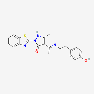 molecular formula C21H20N4O2S B10870875 (4Z)-2-(1,3-benzothiazol-2-yl)-4-(1-{[2-(4-hydroxyphenyl)ethyl]amino}ethylidene)-5-methyl-2,4-dihydro-3H-pyrazol-3-one 