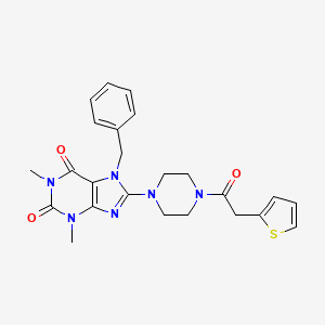 molecular formula C24H26N6O3S B10870883 7-benzyl-1,3-dimethyl-8-[4-(thiophen-2-ylacetyl)piperazin-1-yl]-3,7-dihydro-1H-purine-2,6-dione 