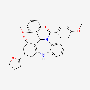 3-(2-furyl)-10-(4-methoxybenzoyl)-11-(2-methoxyphenyl)-2,3,4,5,10,11-hexahydro-1H-dibenzo[b,e][1,4]diazepin-1-one