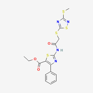 Ethyl 2-[({[3-(methylsulfanyl)-1,2,4-thiadiazol-5-yl]sulfanyl}acetyl)amino]-4-phenyl-1,3-thiazole-5-carboxylate