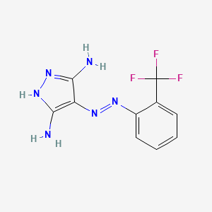 molecular formula C10H9F3N6 B10870983 4-{2-[2-(Trifluoromethyl)phenyl]hydrazinylidene}pyrazolidine-3,5-diimine 