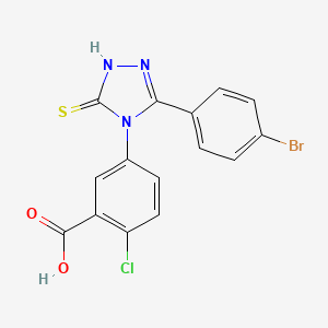 molecular formula C15H9BrClN3O2S B10870994 5-[3-(4-bromophenyl)-5-sulfanyl-4H-1,2,4-triazol-4-yl]-2-chlorobenzoic acid 