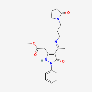 molecular formula C21H26N4O4 B10871007 methyl [(4Z)-5-oxo-4-(1-{[3-(2-oxopyrrolidin-1-yl)propyl]amino}ethylidene)-1-phenyl-4,5-dihydro-1H-pyrazol-3-yl]acetate 