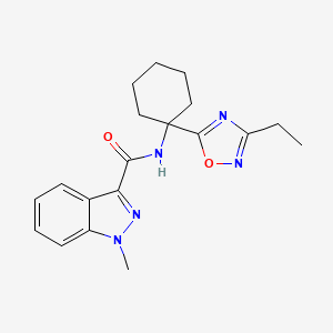 molecular formula C19H23N5O2 B10871032 N-[1-(3-ethyl-1,2,4-oxadiazol-5-yl)cyclohexyl]-1-methyl-1H-indazole-3-carboxamide 