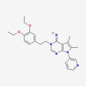 molecular formula C25H29N5O2 B10871050 3-[2-(3,4-diethoxyphenyl)ethyl]-5,6-dimethyl-7-(pyridin-3-yl)-3,7-dihydro-4H-pyrrolo[2,3-d]pyrimidin-4-imine 