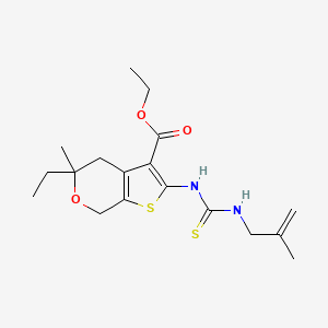 ethyl 5-ethyl-5-methyl-2-{[(2-methylprop-2-en-1-yl)carbamothioyl]amino}-4,7-dihydro-5H-thieno[2,3-c]pyran-3-carboxylate