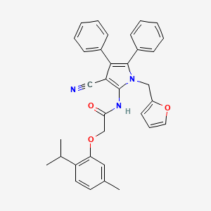 N-[3-cyano-1-(furan-2-ylmethyl)-4,5-diphenyl-1H-pyrrol-2-yl]-2-[5-methyl-2-(propan-2-yl)phenoxy]acetamide