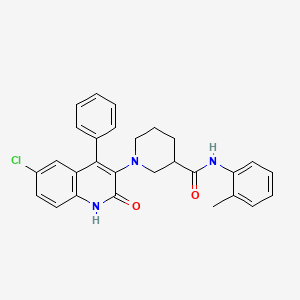 molecular formula C28H26ClN3O2 B10871139 1-(6-chloro-2-oxo-4-phenyl-1,2-dihydroquinolin-3-yl)-N-(2-methylphenyl)piperidine-3-carboxamide 