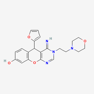 molecular formula C21H22N4O4 B10871147 5-(furan-2-yl)-4-imino-3-[2-(morpholin-4-yl)ethyl]-3,5-dihydro-4H-chromeno[2,3-d]pyrimidin-8-ol 