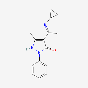 molecular formula C15H17N3O B10871180 (4Z)-4-[1-(cyclopropylamino)ethylidene]-5-methyl-2-phenyl-2,4-dihydro-3H-pyrazol-3-one 