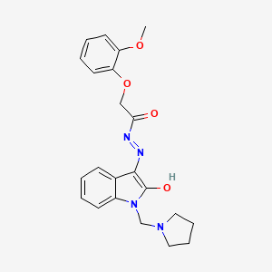 2-(2-methoxyphenoxy)-N'-[(3Z)-2-oxo-1-(pyrrolidin-1-ylmethyl)-1,2-dihydro-3H-indol-3-ylidene]acetohydrazide