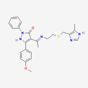 (4Z)-5-(4-methoxyphenyl)-4-{1-[(2-{[(5-methyl-1H-imidazol-4-yl)methyl]sulfanyl}ethyl)amino]ethylidene}-2-phenyl-2,4-dihydro-3H-pyrazol-3-one