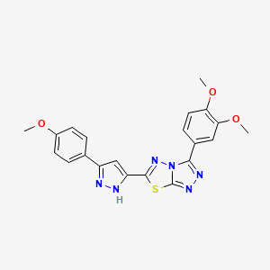 3-(3,4-dimethoxyphenyl)-6-[3-(4-methoxyphenyl)-1H-pyrazol-5-yl][1,2,4]triazolo[3,4-b][1,3,4]thiadiazole