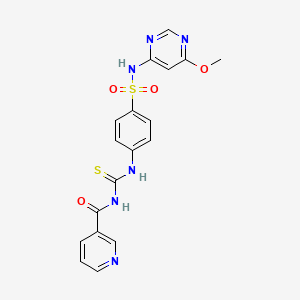 molecular formula C18H16N6O4S2 B10871237 N-({4-[(6-methoxypyrimidin-4-yl)sulfamoyl]phenyl}carbamothioyl)pyridine-3-carboxamide 