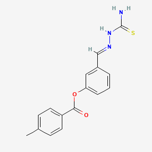 molecular formula C16H15N3O2S B10871246 3-[(E)-(2-carbamothioylhydrazinylidene)methyl]phenyl 4-methylbenzoate 