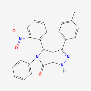 molecular formula C24H18N4O3 B10871296 3-(4-methylphenyl)-4-(2-nitrophenyl)-5-phenyl-4,5-dihydropyrrolo[3,4-c]pyrazol-6(2H)-one 