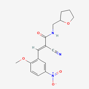 (2E)-2-cyano-3-(2-methoxy-5-nitrophenyl)-N-(tetrahydrofuran-2-ylmethyl)prop-2-enamide