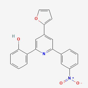 molecular formula C21H14N2O4 B10871321 2-[4-(Furan-2-yl)-6-(3-nitrophenyl)pyridin-2-yl]phenol 