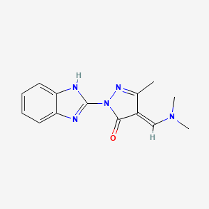 molecular formula C14H15N5O B10871324 (4E)-2-(1H-benzimidazol-2-yl)-4-[(dimethylamino)methylidene]-5-methyl-2,4-dihydro-3H-pyrazol-3-one 