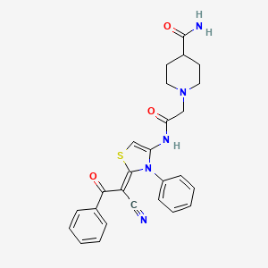 molecular formula C26H25N5O3S B10871331 1-(2-{[(2Z)-2-(1-cyano-2-oxo-2-phenylethylidene)-3-phenyl-2,3-dihydro-1,3-thiazol-4-yl]amino}-2-oxoethyl)piperidine-4-carboxamide 