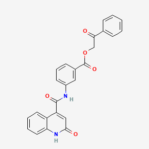 molecular formula C25H18N2O5 B10871333 2-Oxo-2-phenylethyl 3-{[(2-hydroxyquinolin-4-yl)carbonyl]amino}benzoate 