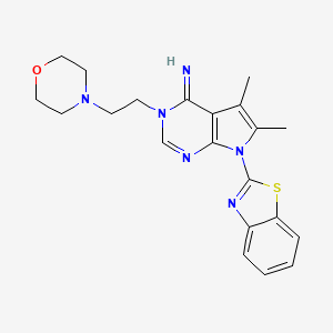 molecular formula C21H24N6OS B10871336 7-(1,3-benzothiazol-2-yl)-5,6-dimethyl-3-[2-(morpholin-4-yl)ethyl]-3,7-dihydro-4H-pyrrolo[2,3-d]pyrimidin-4-imine 