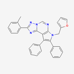 molecular formula C31H23N5O B10871358 7-(2-Furylmethyl)-2-(2-methylphenyl)-8,9-diphenyl-7H-pyrrolo[3,2-E][1,2,4]triazolo[1,5-C]pyrimidine 