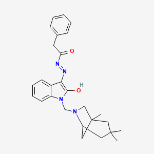 molecular formula C27H32N4O2 B10871360 N'-{(3Z)-2-oxo-1-[(1,3,3-trimethyl-6-azabicyclo[3.2.1]oct-6-yl)methyl]-1,2-dihydro-3H-indol-3-ylidene}-2-phenylacetohydrazide 