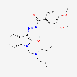 molecular formula C24H30N4O4 B10871371 N'-{(3E)-1-[(dipropylamino)methyl]-2-oxo-1,2-dihydro-3H-indol-3-ylidene}-3,4-dimethoxybenzohydrazide 