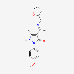 molecular formula C18H23N3O3 B10871396 (4Z)-2-(4-methoxyphenyl)-5-methyl-4-{1-[(tetrahydrofuran-2-ylmethyl)amino]ethylidene}-2,4-dihydro-3H-pyrazol-3-one 