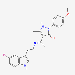 (4Z)-4-(1-{[2-(5-fluoro-1H-indol-3-yl)ethyl]amino}ethylidene)-2-(4-methoxyphenyl)-5-methyl-2,4-dihydro-3H-pyrazol-3-one