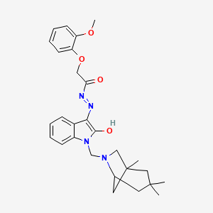 2-(2-methoxyphenoxy)-N'-{(3Z)-2-oxo-1-[(1,3,3-trimethyl-6-azabicyclo[3.2.1]oct-6-yl)methyl]-1,2-dihydro-3H-indol-3-ylidene}acetohydrazide