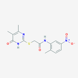 molecular formula C15H16N4O4S B10871443 2-[(4-hydroxy-5,6-dimethylpyrimidin-2-yl)sulfanyl]-N-(2-methyl-5-nitrophenyl)acetamide 