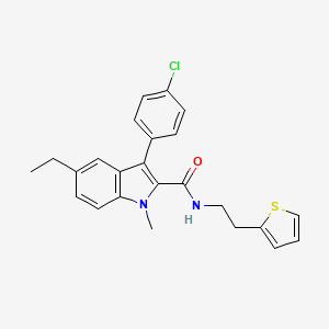 molecular formula C24H23ClN2OS B10871448 3-(4-chlorophenyl)-5-ethyl-1-methyl-N-[2-(thiophen-2-yl)ethyl]-1H-indole-2-carboxamide 