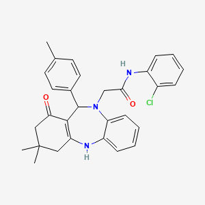 molecular formula C30H30ClN3O2 B10871462 N-(2-chlorophenyl)-2-[3,3-dimethyl-11-(4-methylphenyl)-1-oxo-1,2,3,4,5,11-hexahydro-10H-dibenzo[b,e][1,4]diazepin-10-yl]acetamide 