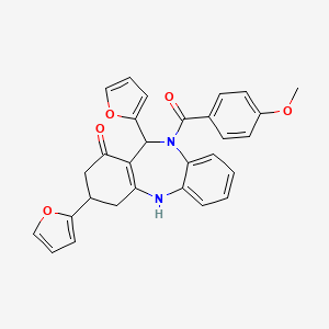 3,11-di(furan-2-yl)-10-[(4-methoxyphenyl)carbonyl]-2,3,4,5,10,11-hexahydro-1H-dibenzo[b,e][1,4]diazepin-1-one