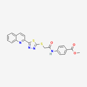 molecular formula C21H16N4O3S2 B10871477 Methyl 4-[({[5-(quinolin-2-yl)-1,3,4-thiadiazol-2-yl]sulfanyl}acetyl)amino]benzoate 