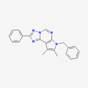 molecular formula C22H19N5 B10871500 7-benzyl-8,9-dimethyl-2-phenyl-7H-pyrrolo[3,2-e][1,2,4]triazolo[1,5-c]pyrimidine 