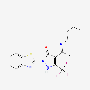 (4E)-2-(1,3-benzothiazol-2-yl)-4-{1-[(3-methylbutyl)amino]ethylidene}-5-(trifluoromethyl)-2,4-dihydro-3H-pyrazol-3-one