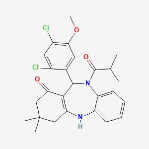 11-(2,4-dichloro-5-methoxyphenyl)-3,3-dimethyl-10-(2-methylpropanoyl)-2,3,4,5,10,11-hexahydro-1H-dibenzo[b,e][1,4]diazepin-1-one