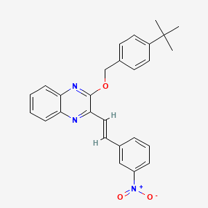 molecular formula C27H25N3O3 B10871624 2-[(4-tert-butylbenzyl)oxy]-3-[(E)-2-(3-nitrophenyl)ethenyl]quinoxaline 