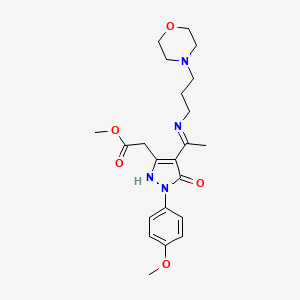 molecular formula C22H30N4O5 B10871633 methyl [(4Z)-1-(4-methoxyphenyl)-4-(1-{[3-(morpholin-4-yl)propyl]amino}ethylidene)-5-oxo-4,5-dihydro-1H-pyrazol-3-yl]acetate 