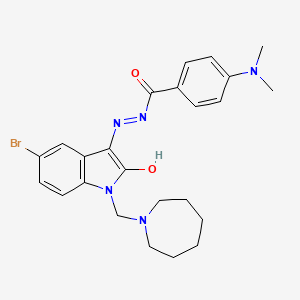 molecular formula C24H28BrN5O2 B10871640 N'-[(3Z)-1-(azepan-1-ylmethyl)-5-bromo-2-oxo-1,2-dihydro-3H-indol-3-ylidene]-4-(dimethylamino)benzohydrazide 