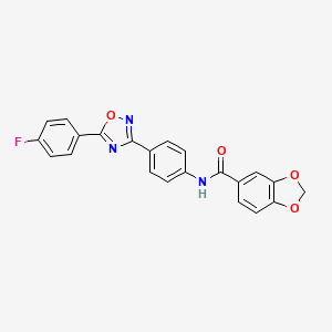 molecular formula C22H14FN3O4 B10871646 N-{4-[5-(4-fluorophenyl)-1,2,4-oxadiazol-3-yl]phenyl}-1,3-benzodioxole-5-carboxamide 