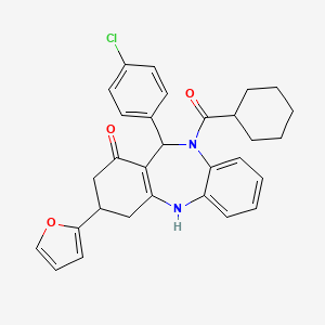 11-(4-chlorophenyl)-10-(cyclohexylcarbonyl)-3-(2-furyl)-2,3,4,5,10,11-hexahydro-1H-dibenzo[b,e][1,4]diazepin-1-one