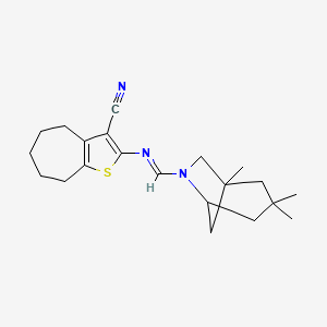 2-{[(E)-(1,3,3-trimethyl-6-azabicyclo[3.2.1]oct-6-yl)methylidene]amino}-5,6,7,8-tetrahydro-4H-cyclohepta[b]thiophene-3-carbonitrile