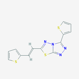 molecular formula C13H8N4S3 B10871687 3-(thiophen-2-yl)-6-[(E)-2-(thiophen-2-yl)ethenyl][1,2,4]triazolo[3,4-b][1,3,4]thiadiazole 