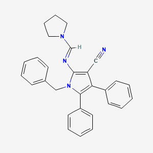 molecular formula C29H26N4 B10871690 1-benzyl-4,5-diphenyl-2-{[(E)-pyrrolidin-1-ylmethylidene]amino}-1H-pyrrole-3-carbonitrile 