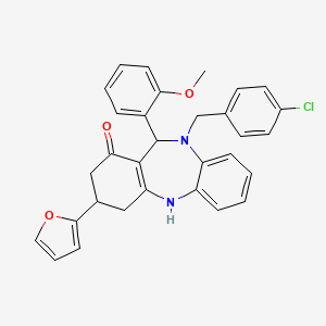 10-(4-chlorobenzyl)-3-(2-furyl)-11-(2-methoxyphenyl)-2,3,4,5,10,11-hexahydro-1H-dibenzo[b,e][1,4]diazepin-1-one