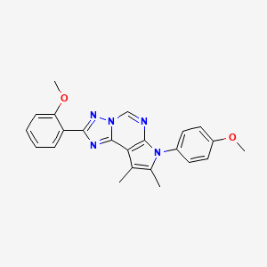 molecular formula C23H21N5O2 B10871772 2-(2-methoxyphenyl)-7-(4-methoxyphenyl)-8,9-dimethyl-7H-pyrrolo[3,2-e][1,2,4]triazolo[1,5-c]pyrimidine 